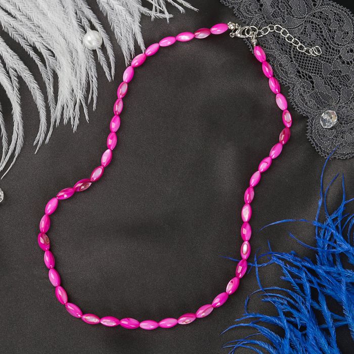 Бусы "Перламутр" рис, цвет малиновый, 60см