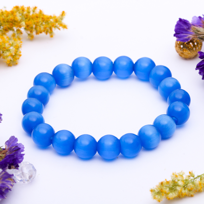 Браслет "Кошачий глаз" шар №10, цвет синий