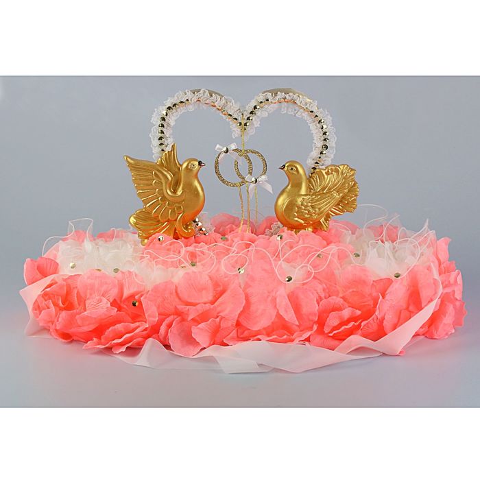 Сердце с голубями &quot;Райский сад&quot; на крышу 83сх40х42см розовый-белый