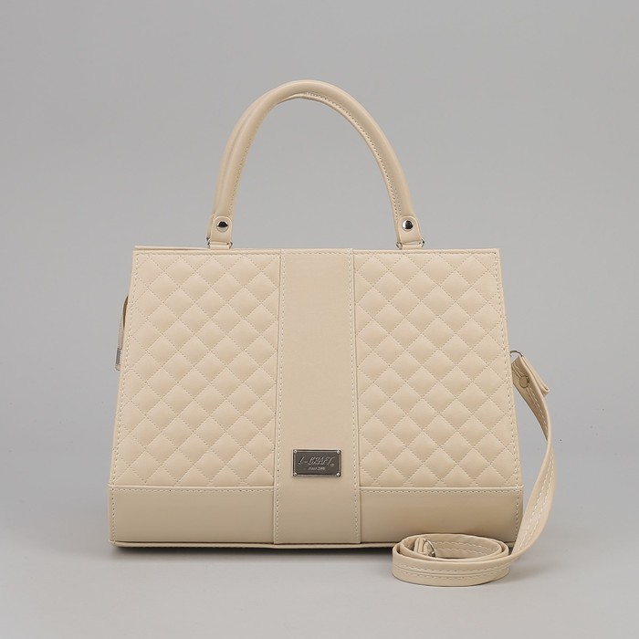 Сумка женская на молнии "Стёжка", 1 отдел, 1 наружный карман, длинный ремень, бежевая