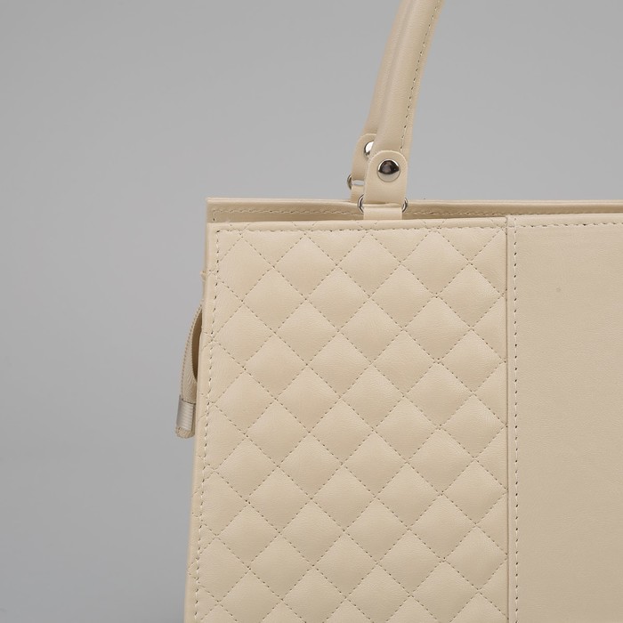 Сумка женская на молнии "Стёжка", 1 отдел, 1 наружный карман, длинный ремень, бежевая