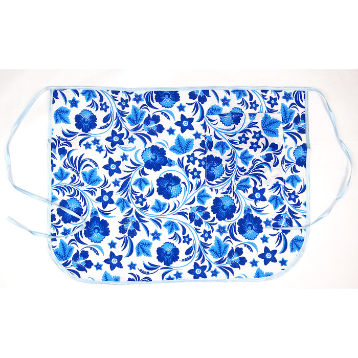 Передник вафельный "Гжель" 55х40 см, голубой, 150 г/м2,хлопок 100%