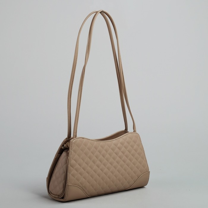 Сумка женская на молнии "Стёжка", 1 отдел, 1 наружный карман, бежевая