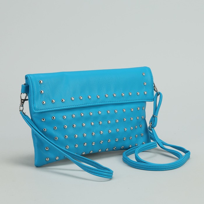 Сумка женская на клапане, 1 отдел, 1 наружный карман, голубая