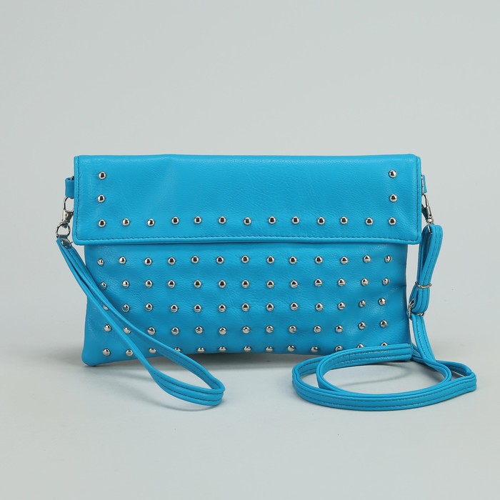 Сумка женская на клапане, 1 отдел, 1 наружный карман, голубая