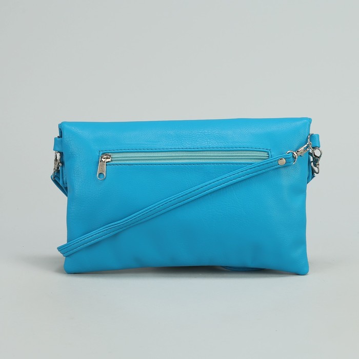 Сумка женская на клапане, 1 отдел, 1 наружный карман, голубая