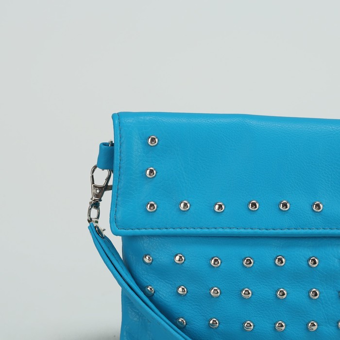 Сумка женская на клапане, 1 отдел, 1 наружный карман, голубая