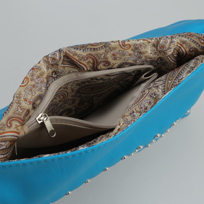 Сумка женская на клапане, 1 отдел, 1 наружный карман, голубая