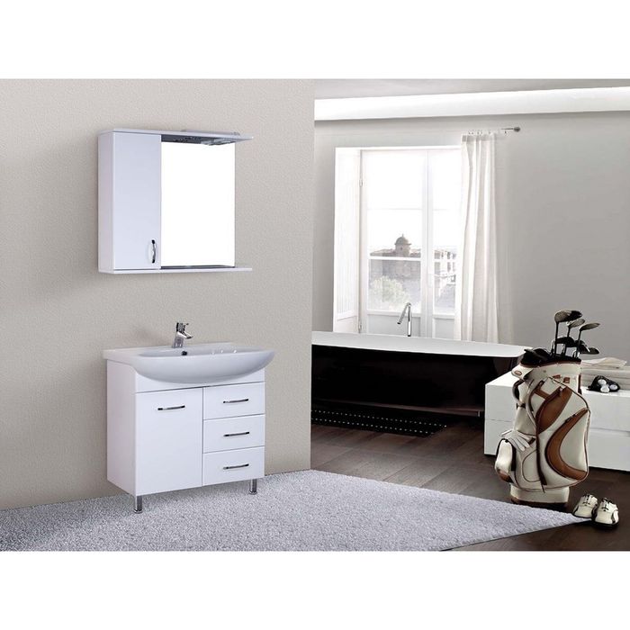 Шкаф-зеркало Гоа 70 см. с подсветкой - левое