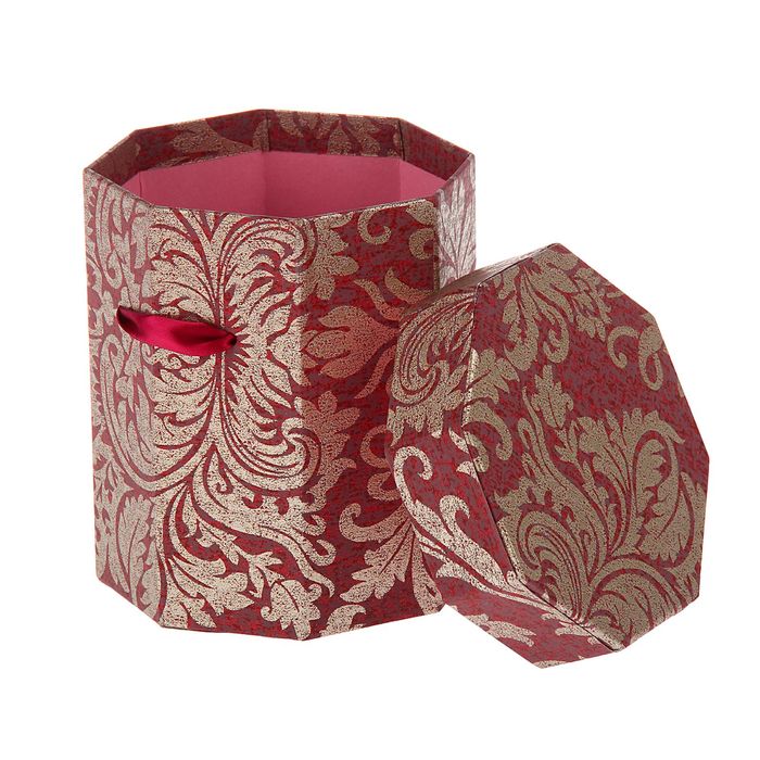 Набор коробок 3в1 "Узор", бордовый, 21 х 21 х 21 - 14,5 х 14,5 х 15,5 см