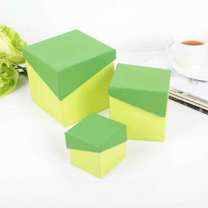 Набор коробок 3в1 "Радуга", 13,5 х 13,5 х 13 - 7,5 х 7,5 х 7 см