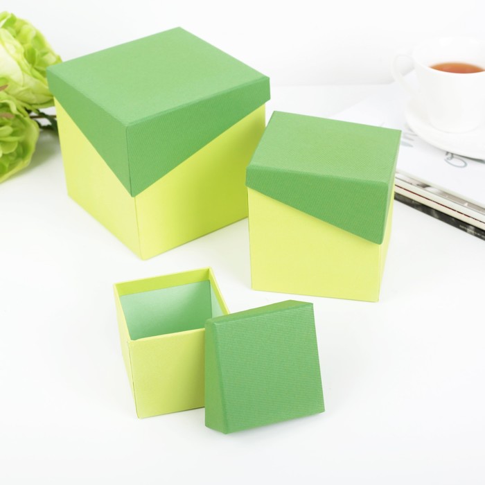 Набор коробок 3в1 "Радуга", 13,5 х 13,5 х 13 - 7,5 х 7,5 х 7 см