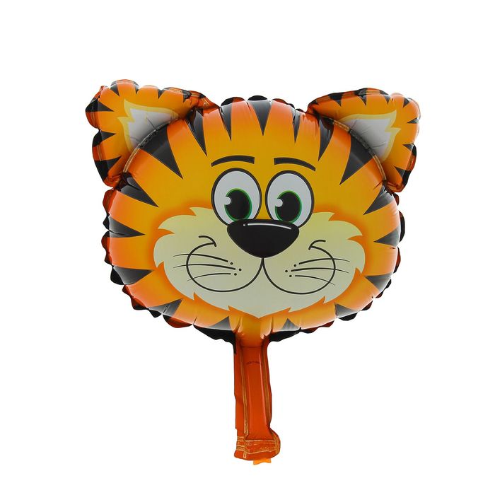Шар фольгированный 10 Голова тигра для палочки, с клапаном, мини