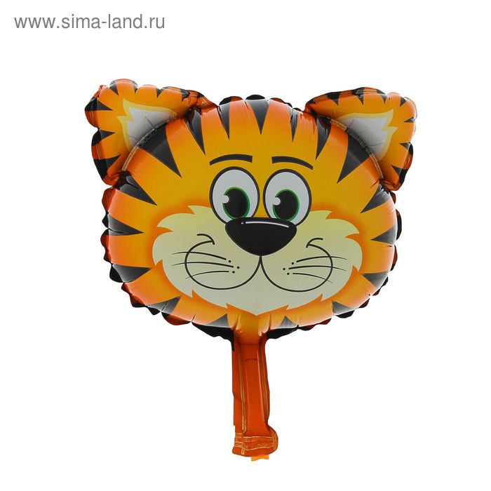 Шар фольгированный 10 «Голова тигра» для палочки, с клапаном, мини шар фольгированный 17 кольцо с бриллиантом мини фигура с клапаном