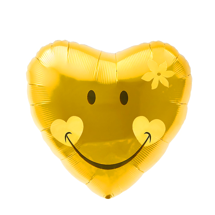 Шар фольгированный 18" "Улыбка большая", круг, цвет жёлтый
