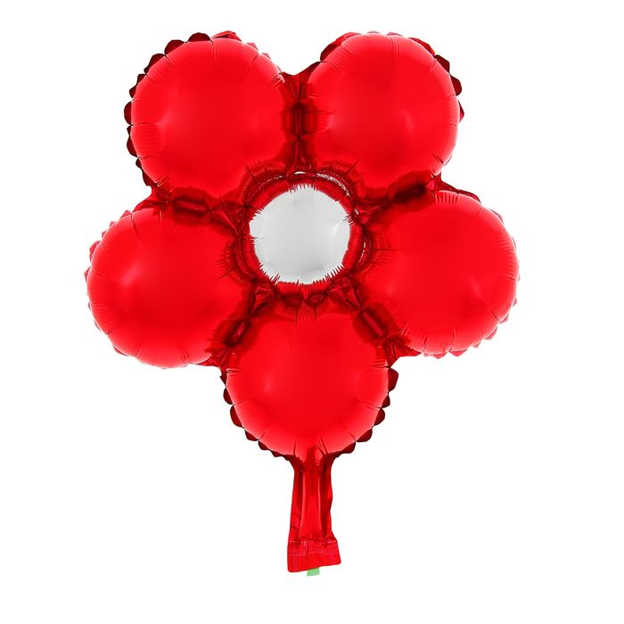 Шар Фольгированный Мини 14" "Цветок" Красный для палочки с клапаном
