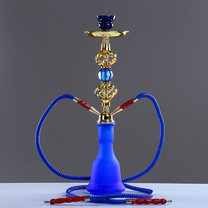 Кальян Purple dream, 49 см, 2 трубки, коническая колба сиреневая, шахта золотистая