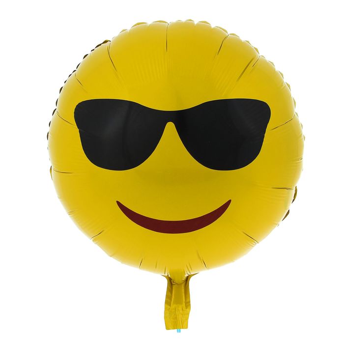 Шар фольгированный 18" "Улыбка в очках", круг, цвет жёлтый