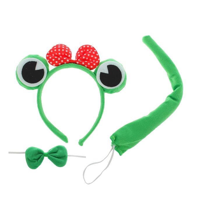 Карнавальный набор "Лягушка" с бантиком 3 предмета: ободок, бабочка, хвост