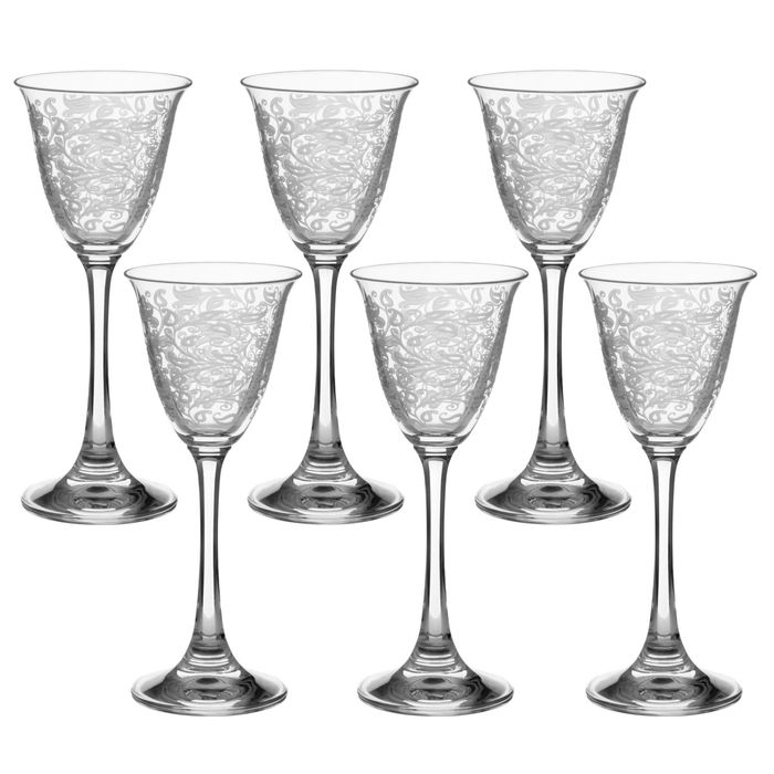Набор рюмок для ликера 60 мл "Флора. Белое кружево", 6 шт