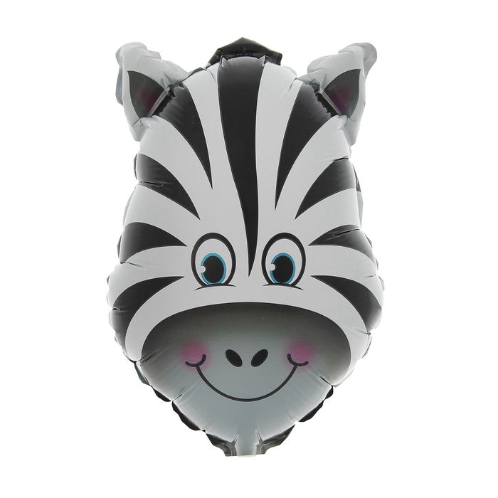Шар фольгированный 10" "Голова зебры" с клапаном, для палочки, мини