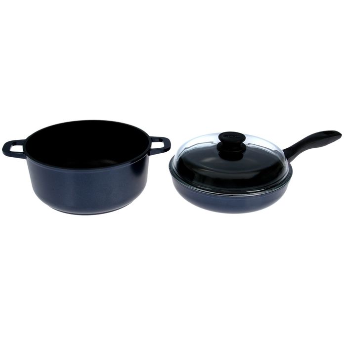 Набор посуды "Индиго": сковорода 26 см, кастрюля 5 л со стеклянной крышкой