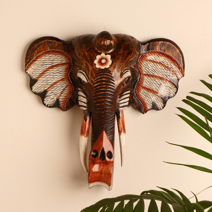 Сувенир "Голова слона с цветком", 40 см