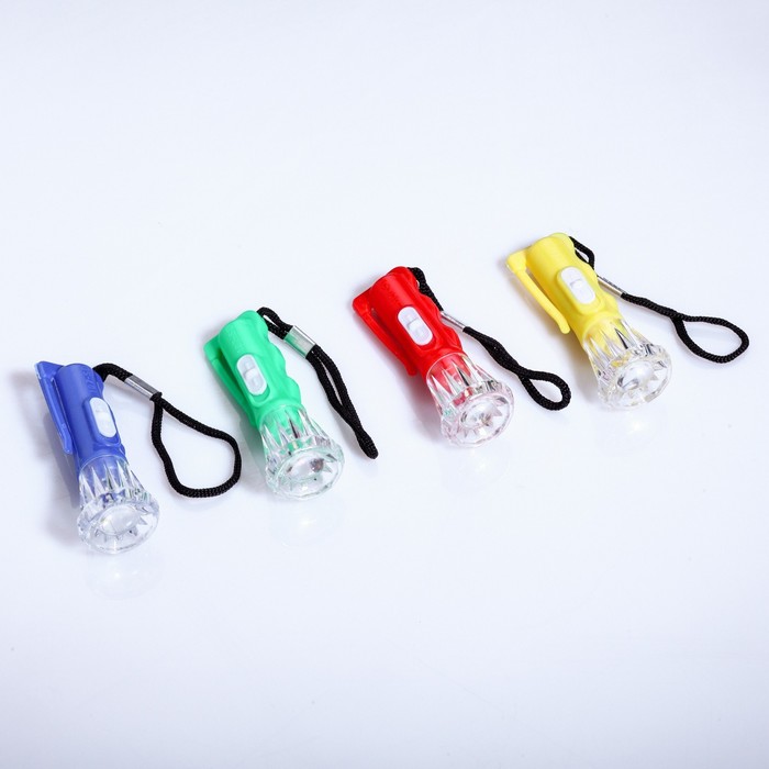 Фонарь ручной с креплением, 0.5 Вт, 3 бат. таблетки в комп-те, микс, 7х2х2 см