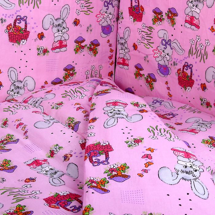 Комплект в кроватку "Зайчики" (4 предмета), цвет розовый (арт. 1535)