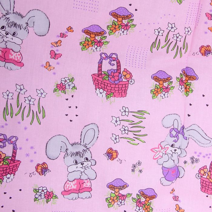Комплект в кроватку "Зайчики" (4 предмета), цвет розовый (арт. 1535)