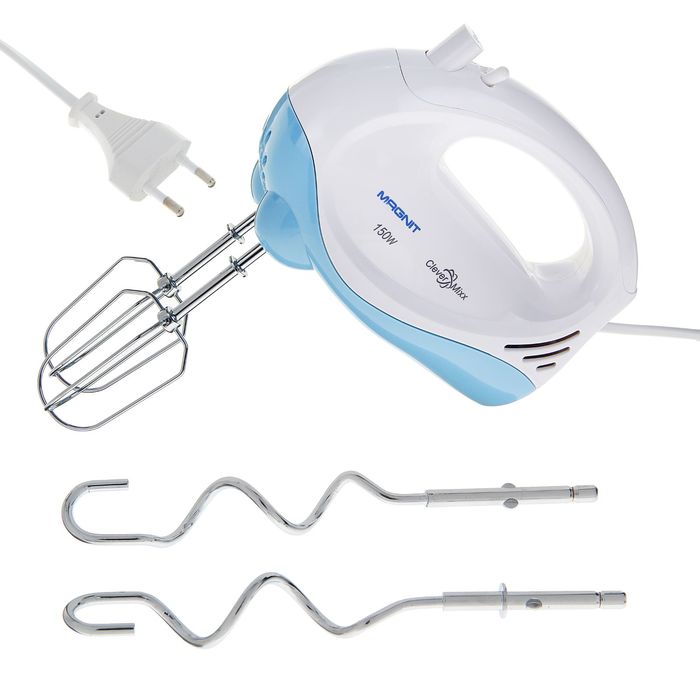 Миксер Magnit RMM-2223, 150 Вт, 2венчика, 2насадки, 5скоростей