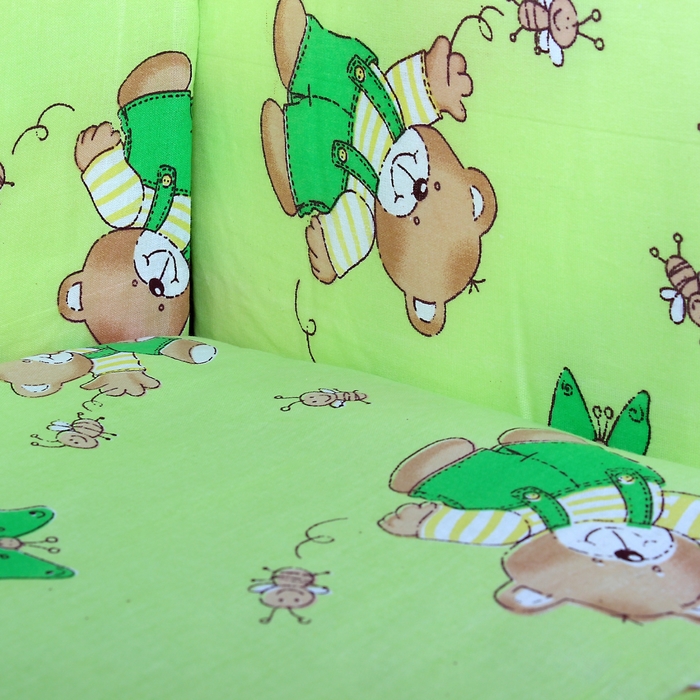 Комплект в кроватку "Мишки с мёдом" (4 предмета), цвет зелёный (арт. 1535)