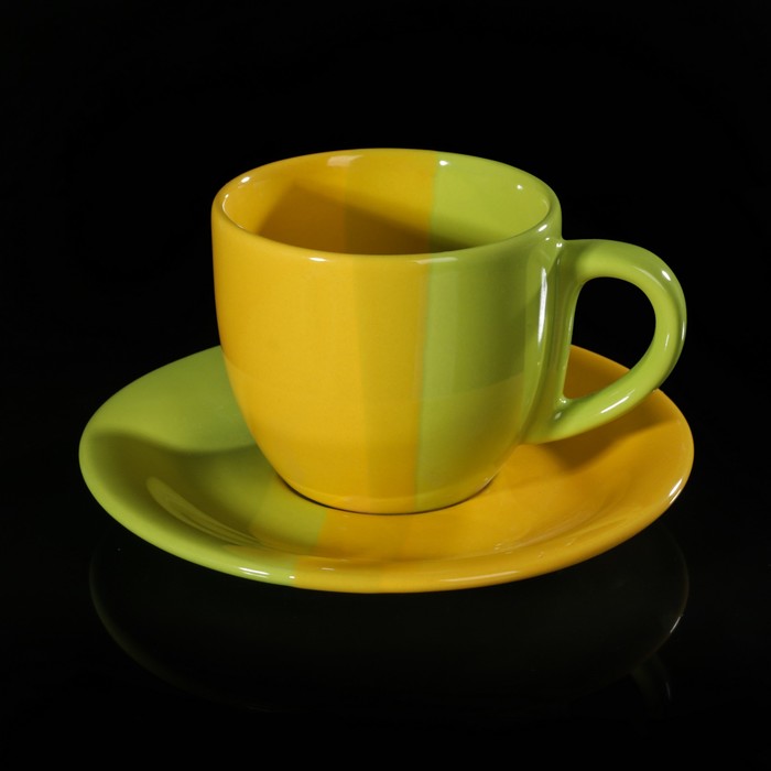 Чайная пара 200 мл, цвет зелено-желтый