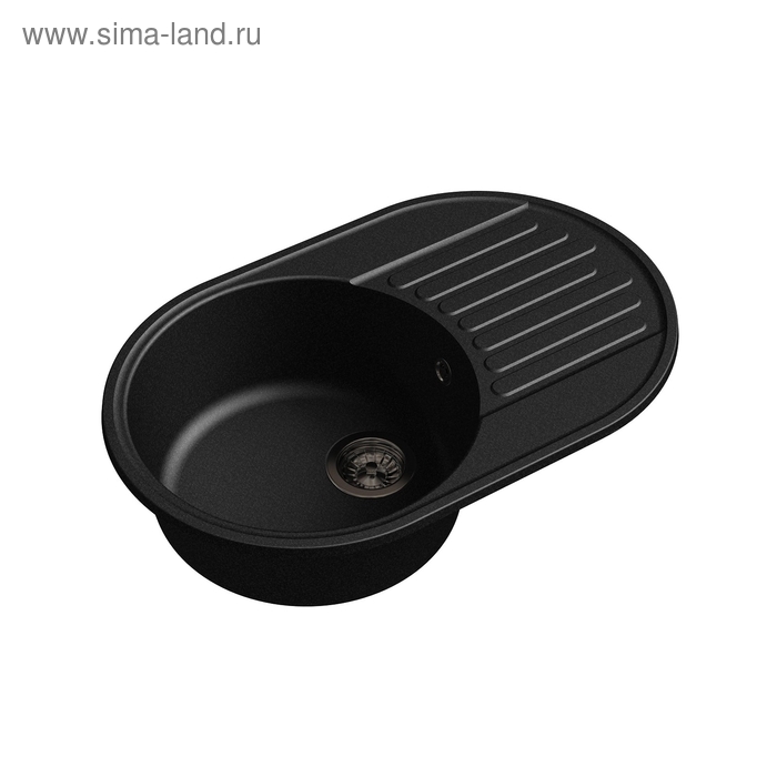 фото Мойка кухонная из камня granfest eco-18, 740х480 мм, цвет чёрный