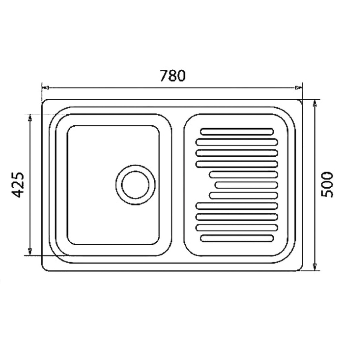 Мойка кухонная из камня Granfest S780L GF-78, 780х500 мм, цвет черный