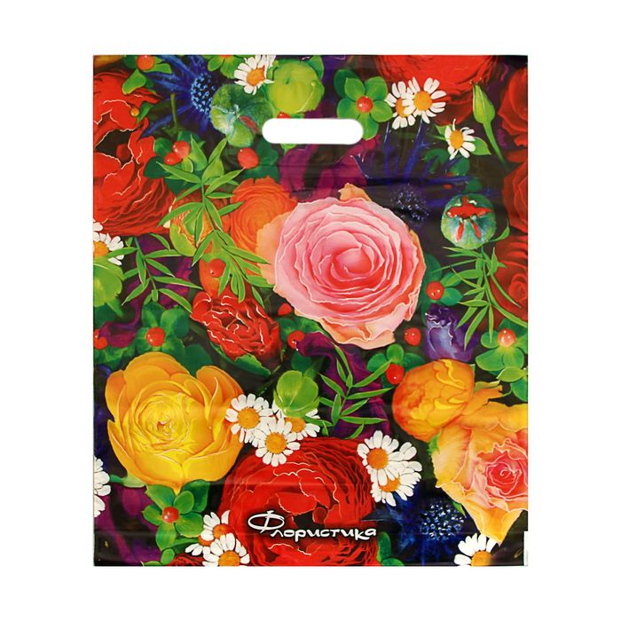 Пакет "Флористика", полиэтиленовый с вырубной ручкой, 40х47 см, 45 мкм