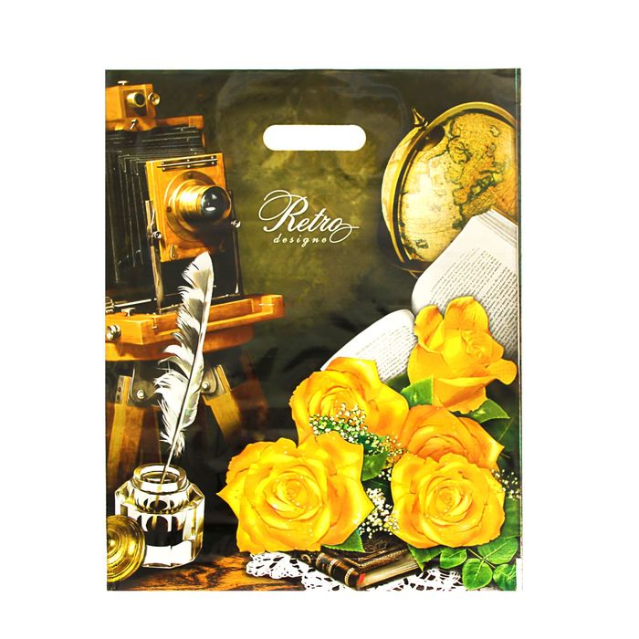 Пакет "Ретро", полиэтиленовый с вырубной ручкой, 38х47 см, 60 мкм