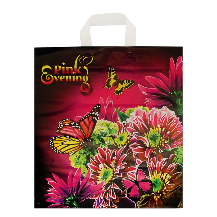 Пакет "Розовый вечер", полиэтиленовый с петлевой ручкой, 40х42 см, 45 мкм