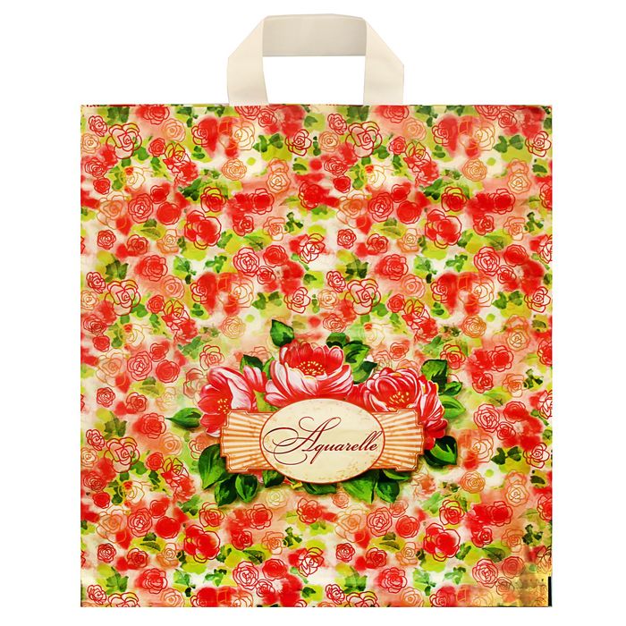 Пакет "Акварель", полиэтиленовый с петлевой ручкой, 40х42 см, 45 мкм