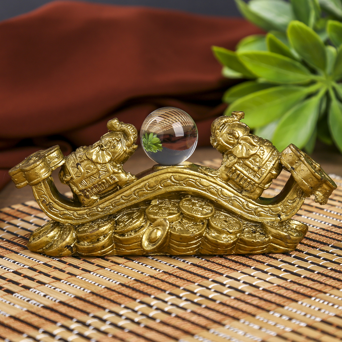 нэцкэ 2 слона на жезле Жуи с кристаллом Т-459