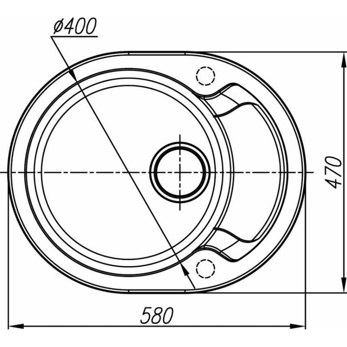 Мойка кухонная из камня Dr.Gans "Берта-580 B580", 580х470 мм, цвет черный