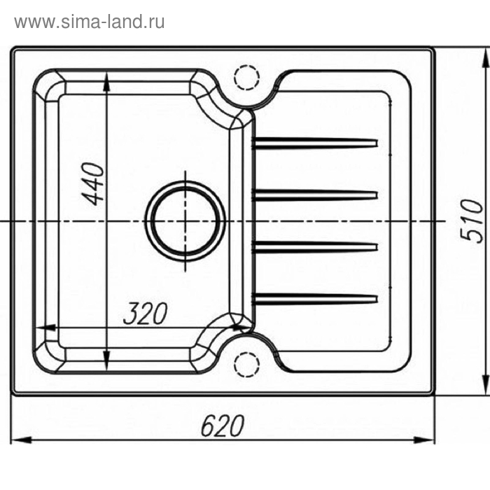 

Мойка кухонная из камня Dr.Gans «Лора-620», 620х510 мм, цвет дюна