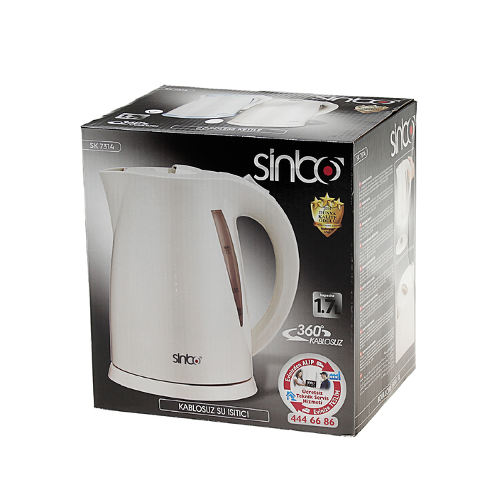 Чайник электрический Sinbo SK 7314, 2000 Вт, 1.7 л, слоновая кость