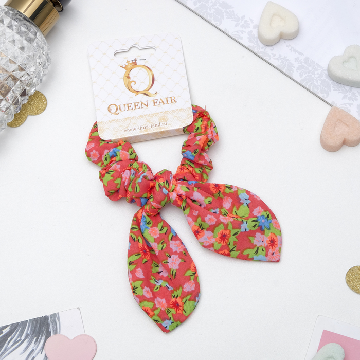 Резинка для волос "Орбита" с ушками, цветы, микс
