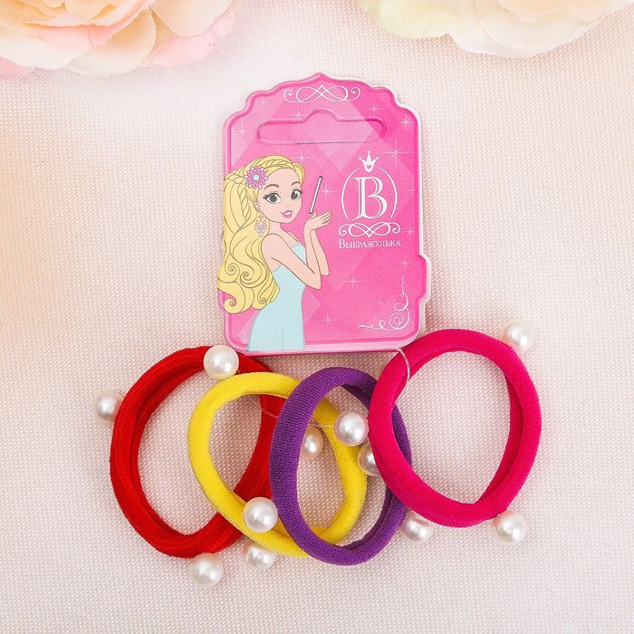 резинка для волос "Жемчужинка" (набор 4 шт) микс