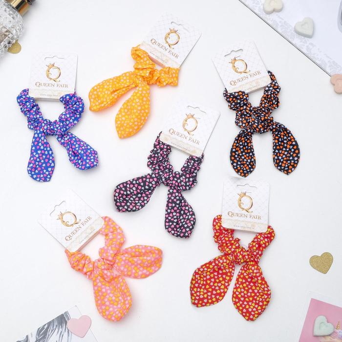 Резинка для волос "Орбита" с ушками, сердечки, микс