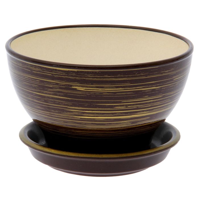 Кашпо "Бонсайница" глянец, шоколад с золотом, 1 л