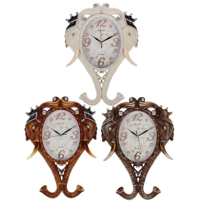 Часы настенные интерьерные "Слоны", гербовые, микс