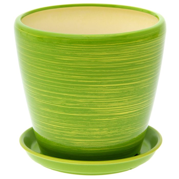 Кашпо "Грация" глянец, салатово-золотое, 2,3 л