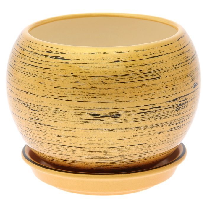 Кашпо "Шар" глянец, чёрно-золотой, 0,4 л